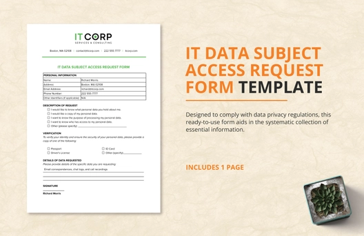 IT Data Subject Access Request Form Template