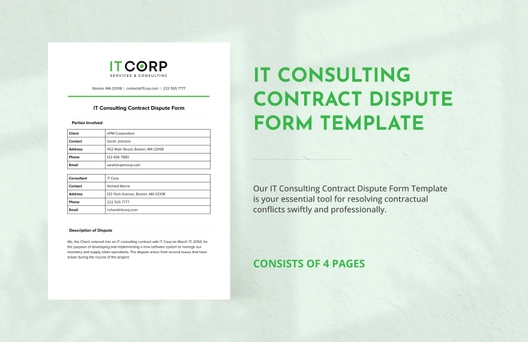 IT Consulting Contract Dispute Form Template