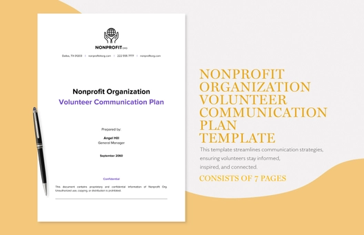 Nonprofit Organization Volunteer Communication Plan Template