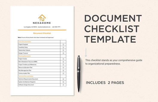 Document Checklist Template Document Checklist Template