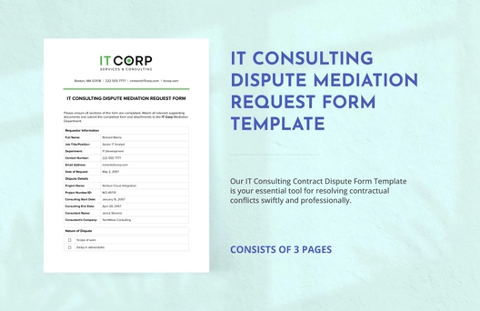 IT Consulting Dispute Mediation Request Form Template