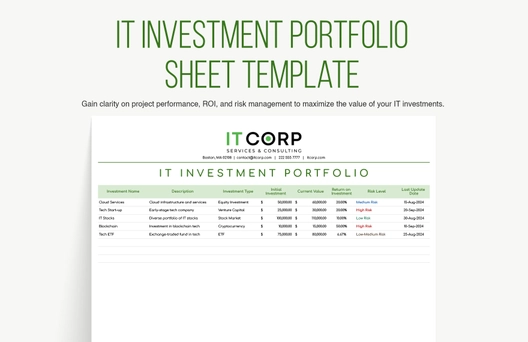 IT Investment Portfolio Sheet Template