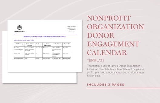 Nonprofit Organization Donor Engagement Calendar Template Nonprofit Organization Donor Engagement Calendar Template
