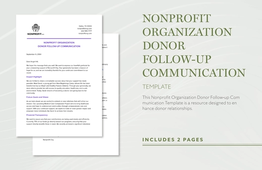 Nonprofit Organization Donor Follow-up Communication Template