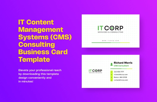 IT Content Management Systems (CMS) Consulting Business Card Template