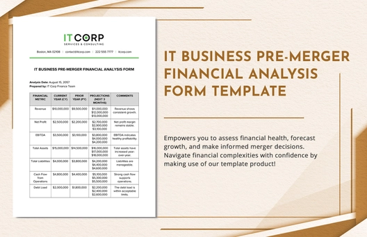 IT Business Pre-Merger Financial Analysis Form Template