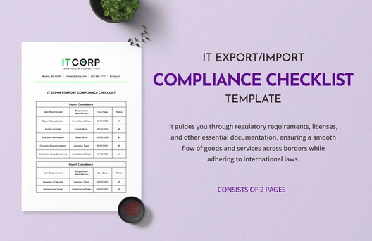 IT Export/Import Compliance Checklist Template IT Export/Import Compliance Checklist Template