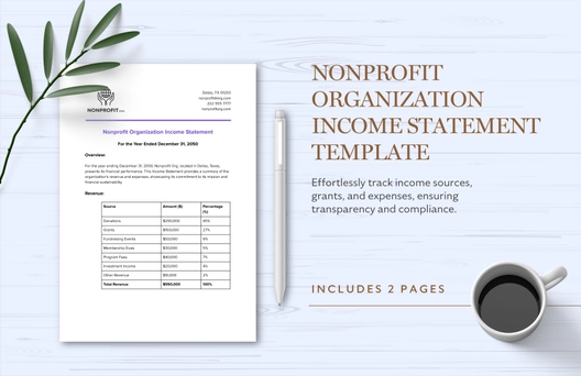 Nonprofit Organization Income Statement Template