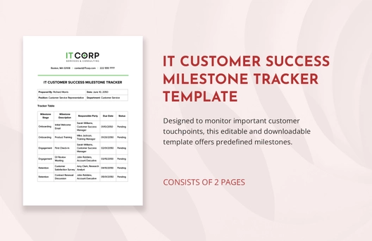 IT Customer Success Milestone Tracker Template IT Customer Success Milestone Tracker Template