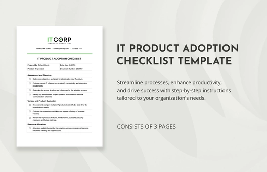IT Product Adoption Checklist Template IT Product Adoption Checklist Template