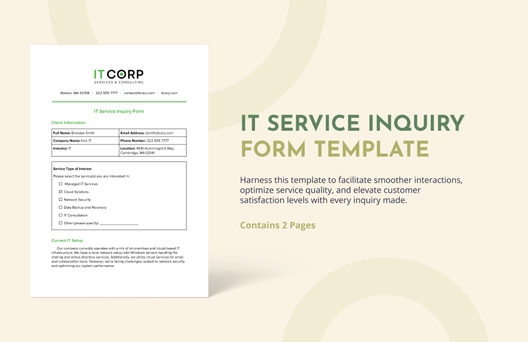 IT Service Inquiry Form Template