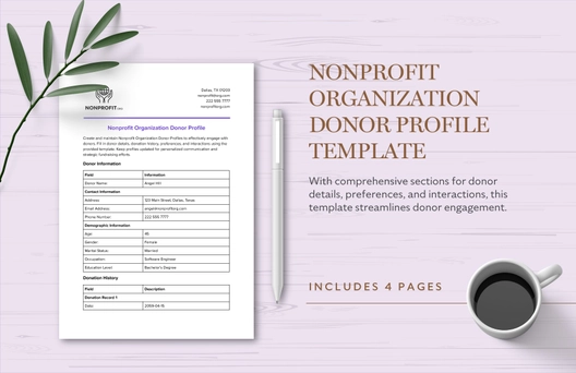 Nonprofit Organization Donor Profile Template