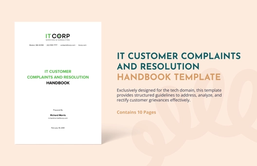 IT Customer Complaints and Resolution Handbook Template
