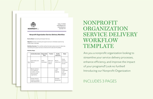 Nonprofit Organization Service Delivery Workflow Template Nonprofit Organization Service Delivery Workflow Template