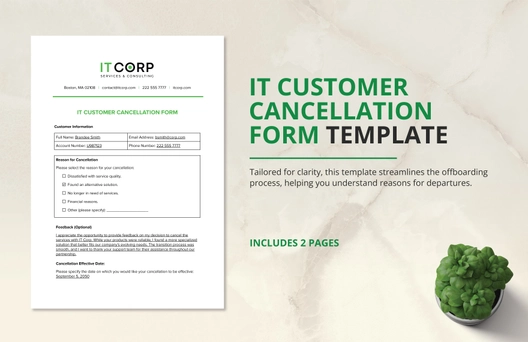 IT Customer Cancellation Form Template