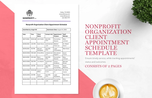 Nonprofit Organization Client Appointment Schedule Template