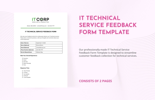 IT Technical Service Feedback Form Template