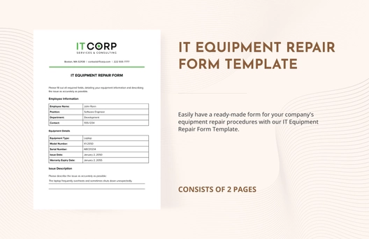 IT Equipment Repair Form Template