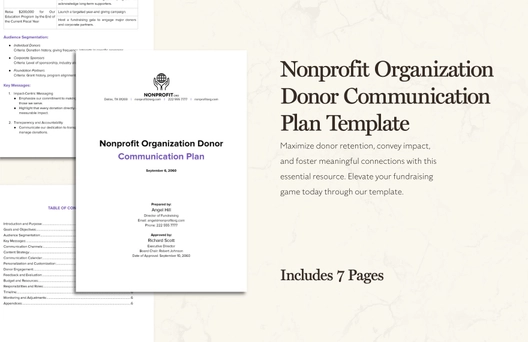 Nonprofit Organization Donor Communication Plan Template