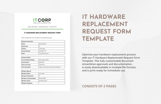 IT Hardware Replacement Request Form Template