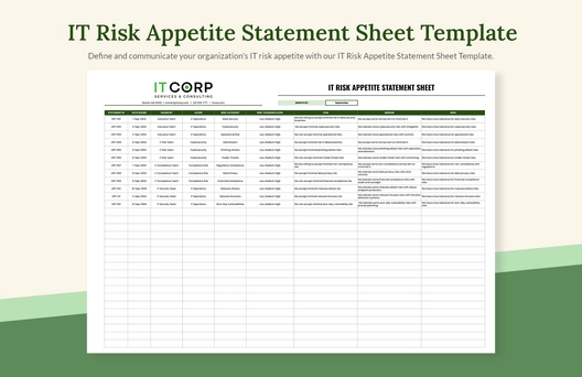 IT Risk Appetite Statement Sheet Template