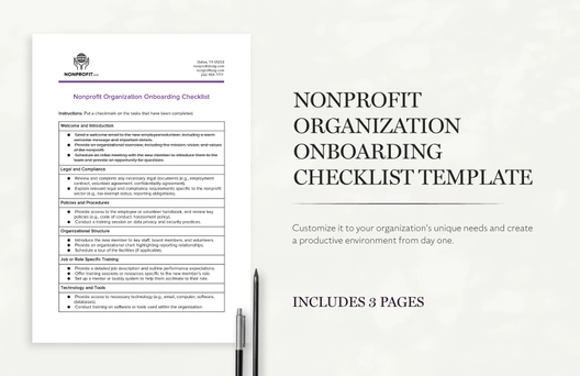 Nonprofit Organization Onboarding Checklist Template