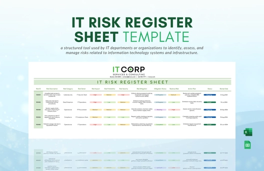 IT Risk Register Sheet Template