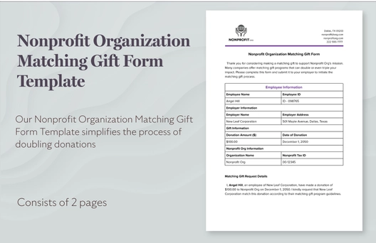 Nonprofit Organization Matching Gift Form Template Nonprofit Organization Matching Gift Form Template
