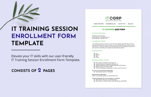 IT Training Session Enrollment Form Template