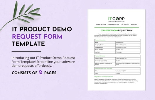 IT Product Demo Request Form Template