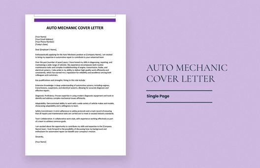 Auto Mechanic Cover Letter