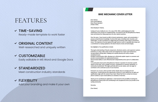 Bike Mechanic Cover Letter