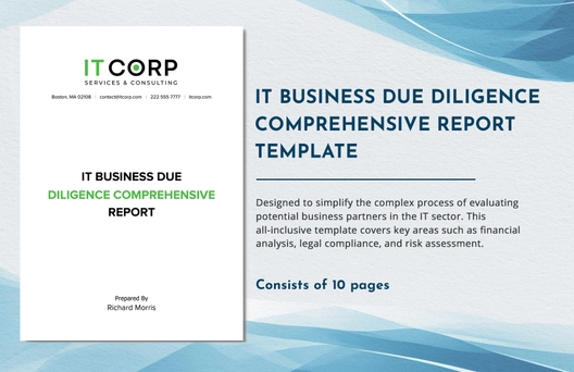 IT Business Due Diligence Comprehensive Report Template