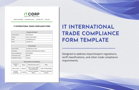 IT International Trade Compliance Form Template