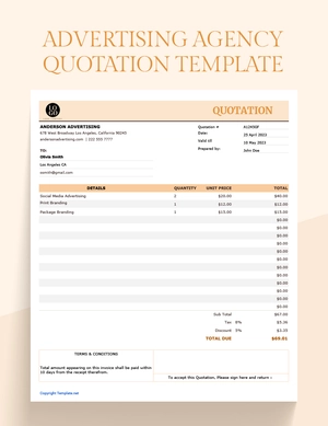 Advertising agency Quotation Template