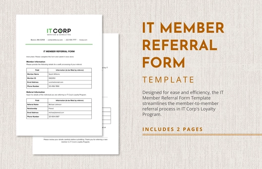IT Member Referral Form Template