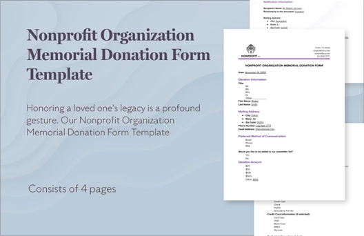 Nonprofit Organization Memorial Donation Form Template Nonprofit Organization Memorial Donation Form Template