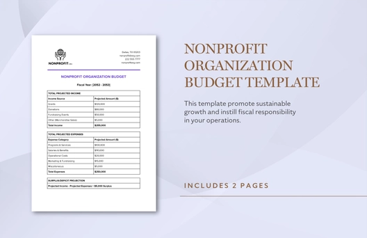 Nonprofit Organization Budget Template