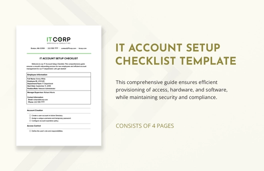 IT Account Setup Checklist Template IT Account Setup Checklist Template