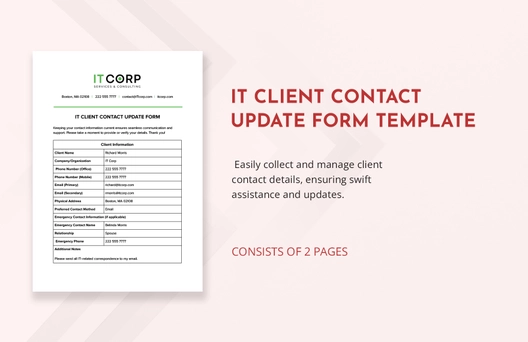 IT Client Contact Update Form Template