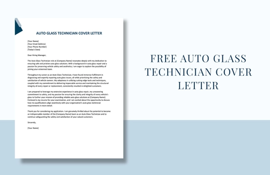 Auto Glass Technician Cover Letter