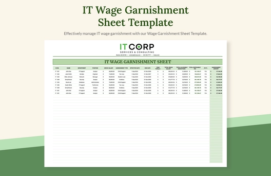 IT Wage Garnishment Sheet Template