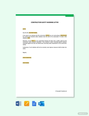 Construction Safety Warning Letter