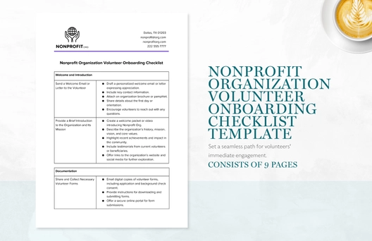 Nonprofit Organization Volunteer Onboarding Checklist Template