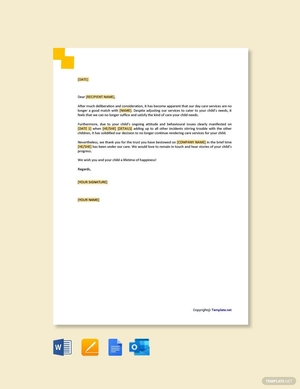 Daycare Termination Letter for Behavior