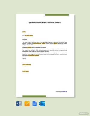Daycare Termination Letter from Parents