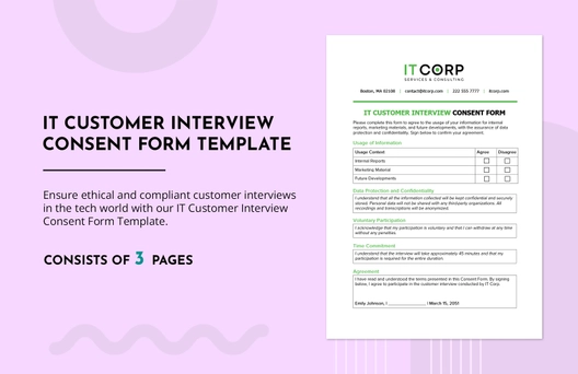 IT Customer Interview Consent Form Template