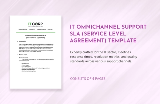IT Omnichannel Support SLA (Service Level Agreement) Template