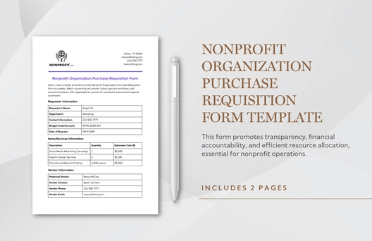 Nonprofit Organization Purchase Requisition Form Template