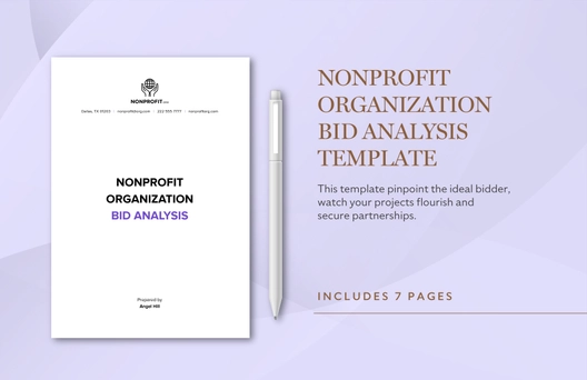 Nonprofit Organization Bid Analysis Template